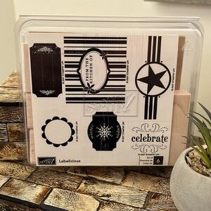 NEW STAMPIN' UP! Labelicious Stamps with Wood Mounts - Set of 6
